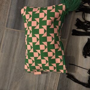 Geometric Green and Pink Cosmetic Bag